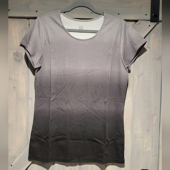 Issac Mizrahi Live Gradient Ombre Short Sleeve Cotton Top - Picture 1 of 7